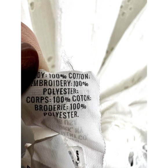 Aerie Oversized Eyelet Puff Sleeve Boho Peasant Top Women's Size Small Cream - Picture 6 of 9